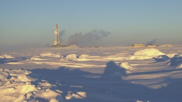 Oil drilling rig in the Arctic