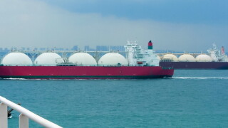 Tanker gas carrier in the sea. LPG tanker ship at sea