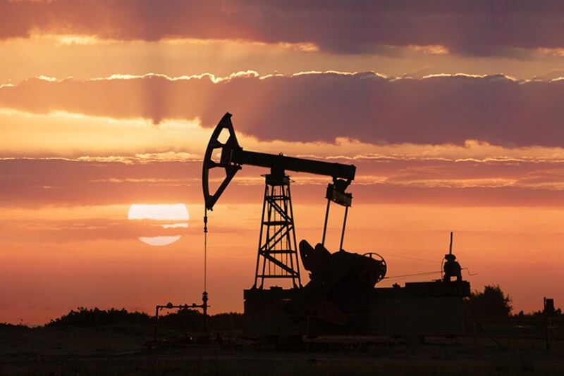 Oil pump at sunset