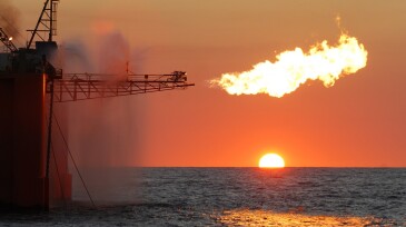 Flare on an ocean oil rig.