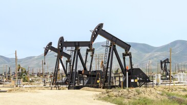 pumpjacks pumping oil in Midway-Sunset Oil Field, California