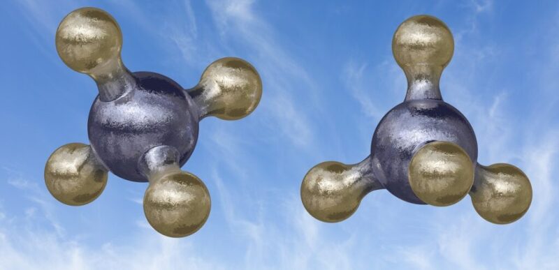 Illustration of methane molecules