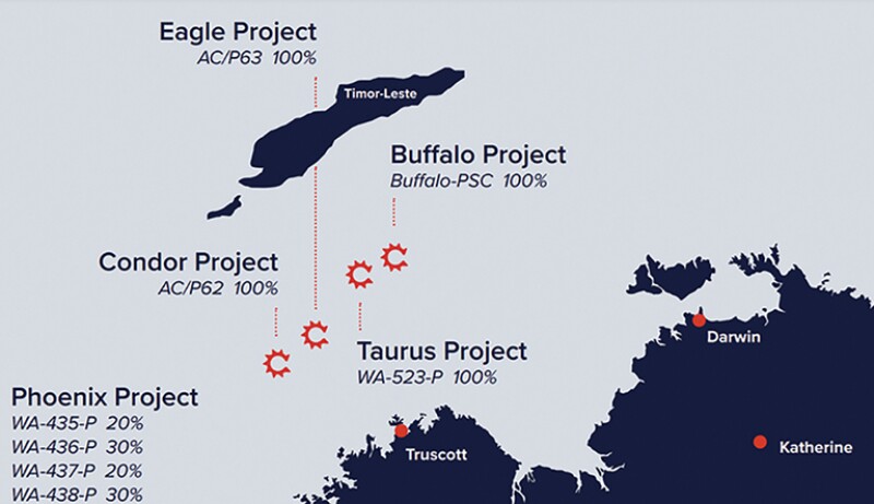 Map of the Buffalo project area off Western Australia.