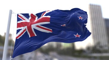 New Zealand National flag waving in the wind.