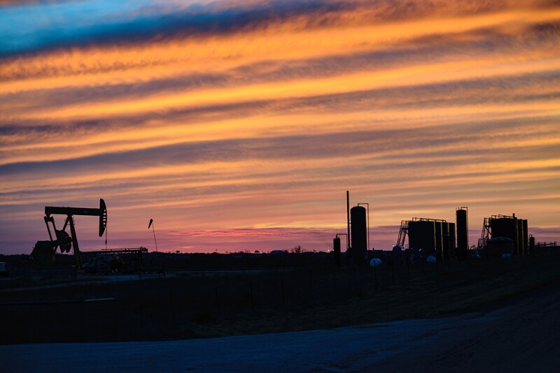 Jack pumps at sunset