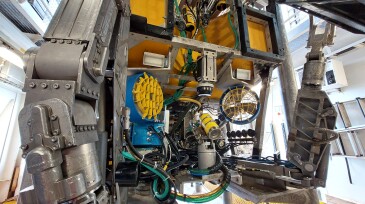 The ROV aboard the operations vessel.