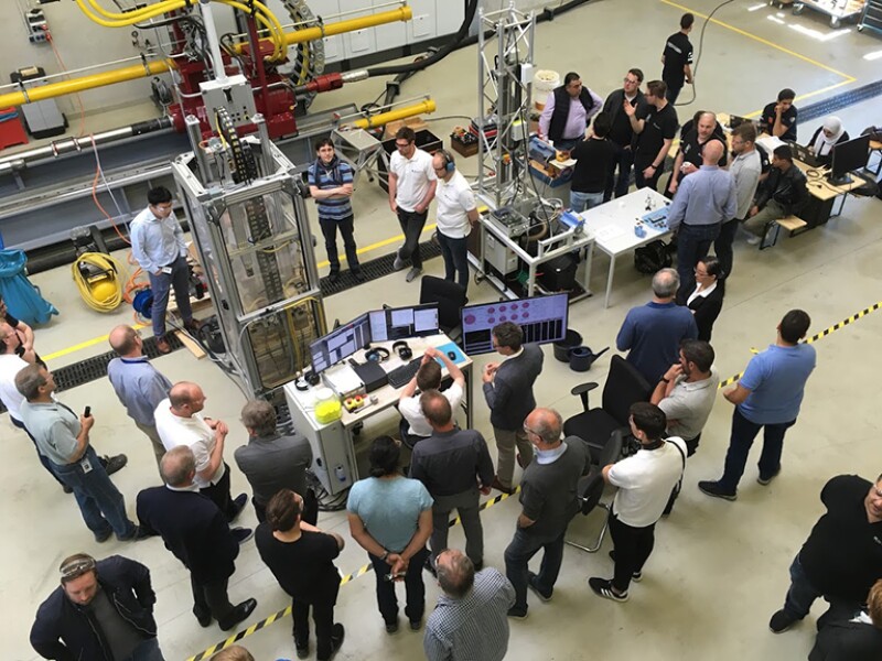 Contestants at the 2019 Drillbotics competition in Celle, Germany. 