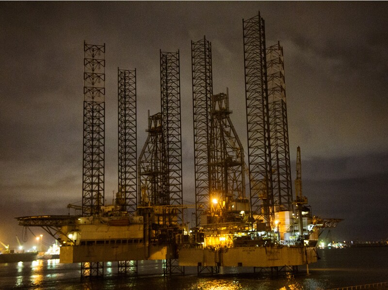 Lagos Offshore oil rig at night