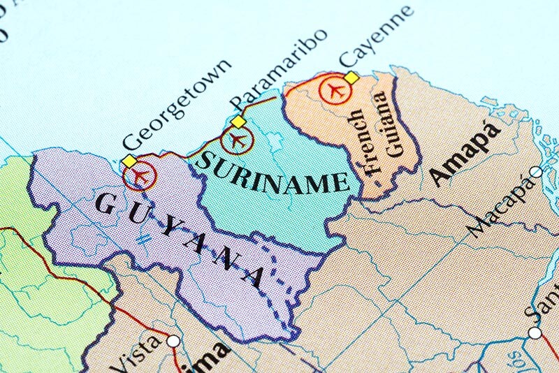 Guyana -Surıname map