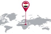 EGYPT Location Pin on World Map with Flag in Pin's Body