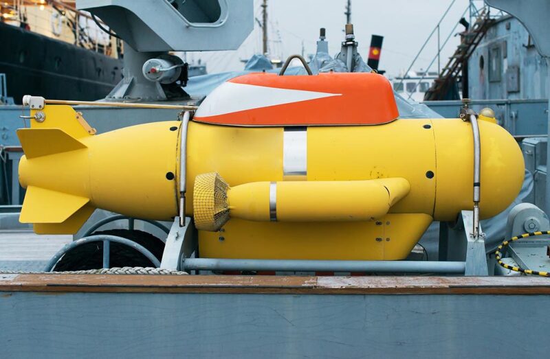 Unmanned underwater vehicle on ship