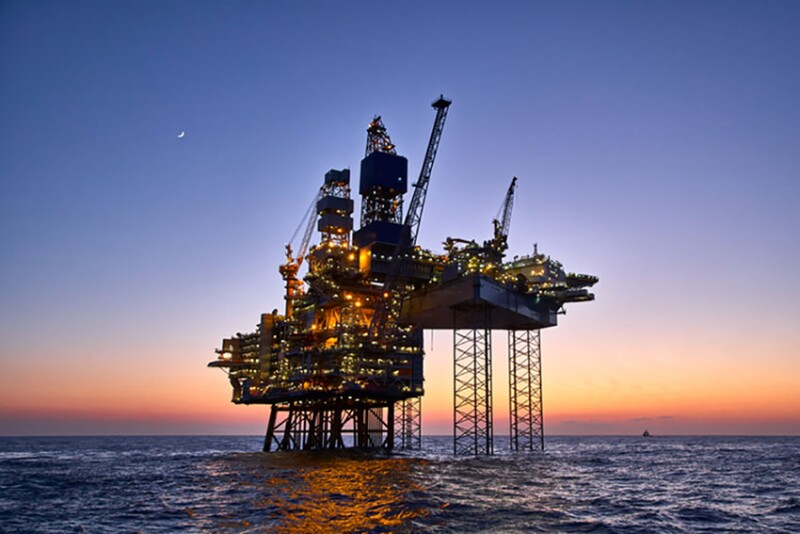 Offshore oil and gas platform in the North Sea.