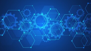 Cogs and gear wheel mechanisms. Hi-tech digital technology and engineering. Abstract technical background.