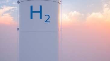 Hydrogen Storage Tank In Renewable Energy With Sky View Background