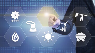 Businessman touching the screen about energy source