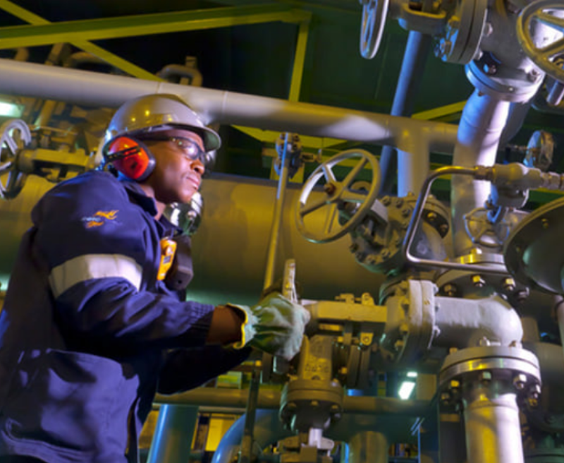 An operator at a Sasol refinery in Mpumalanga Province, South Africa.