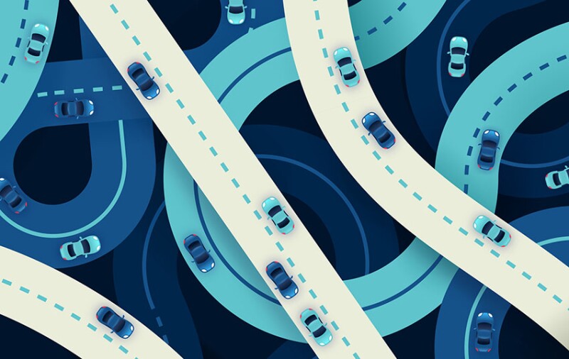 City urban street roadway driving network background pattern design element representing traffic and road congestion.