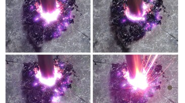 Four pictures taken during a recent test of a microwave drilling technique developed by Quaise Energy.