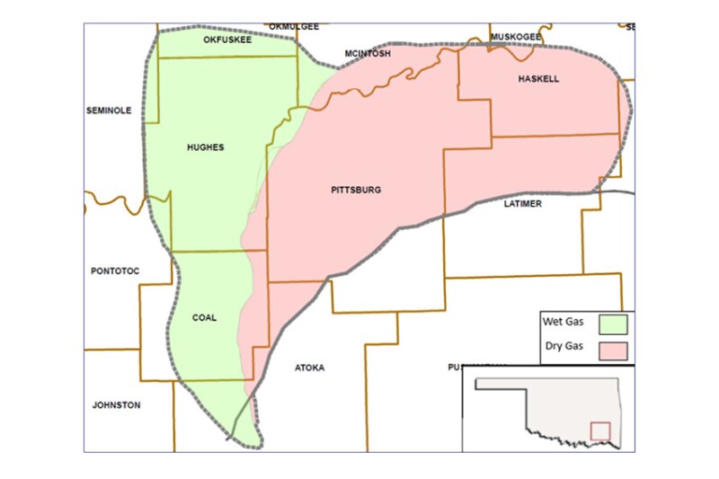 Relative fairway extend and phase windows of the Arkoma-Woodford Play, from (FEM).