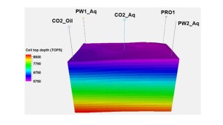 Static model of the reservoir showing the cell top depthalong with the wells distribution in the reservoir and the aquifer..