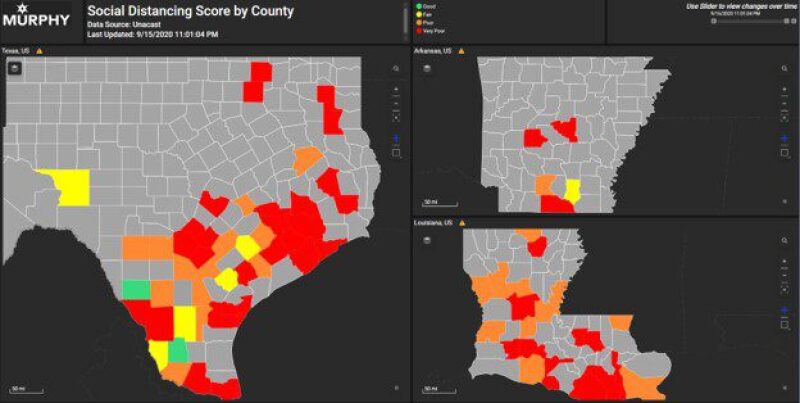 Social distancing scores by county