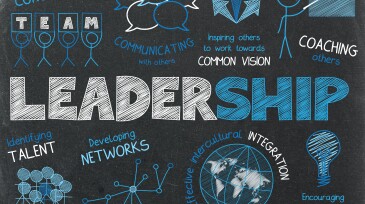 LEADERSHIP sketch notes on blackboard background