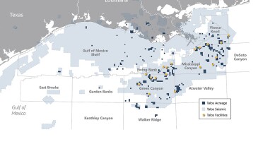 Talos holds production operations, prospects, leases, and seismic databases throughout the GOM. Source: Talos Energy.