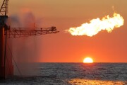 Flare on an ocean oil rig.