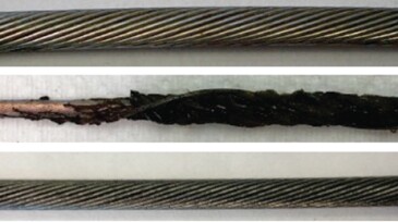 (a) Untreated wireline; (b) 7.5% HCl after 96 hours at 194°F; (c) HCl replacement after 96 hours at 194°F.