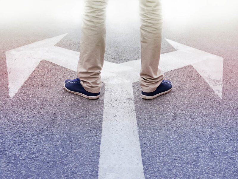 Person at a crossroads