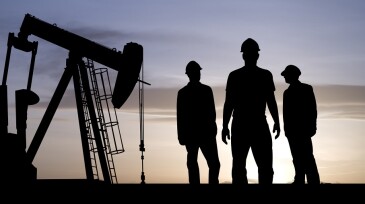 Three Oil Workers and an Pumpjack