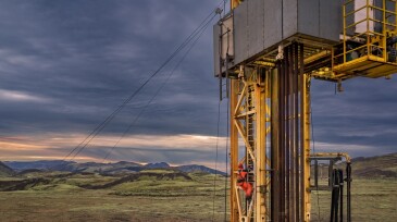 Drilling Rig in Geothermal Area, Iceland