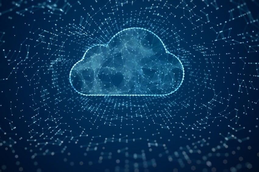 Digital Cloud Computing of Cyber Security, Digital Data Network Protection, 5g Connection Internet of Things IoT, Future Technology Network Background with Line and Dots Connect. 3d rendering