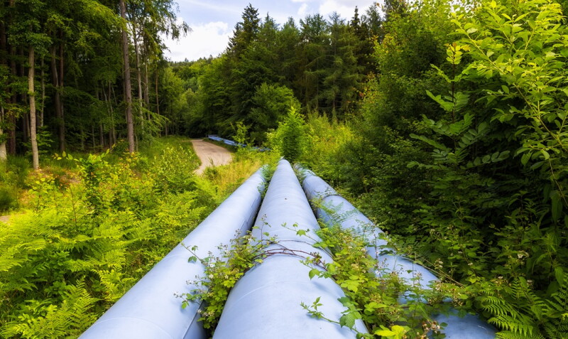 Industrial pipeline with gas and oil