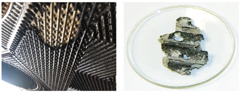 Solids fouling of the rundown cooler.