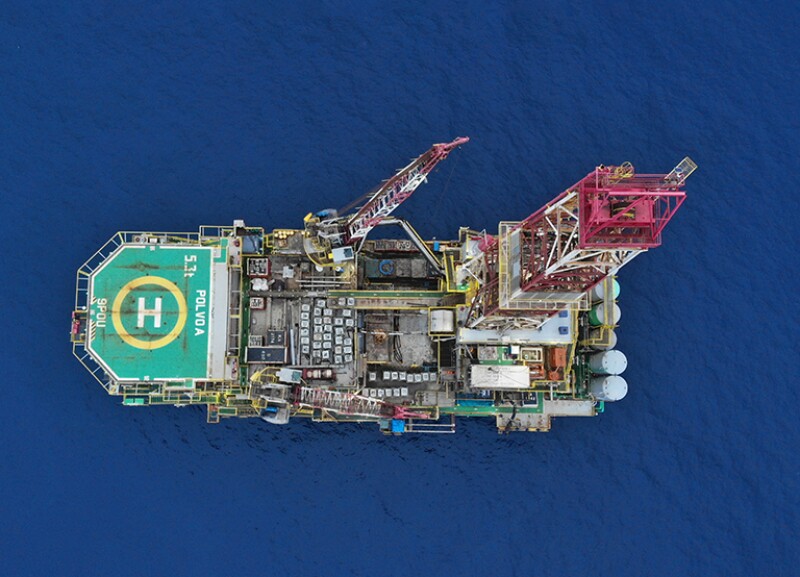 The Polvo-A fixed production and drilling platform is installed in 330 ft of water and is tied back to the Bravo FPSO.