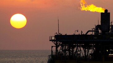 Gas flare and offshore oil platform in the South China Sea
