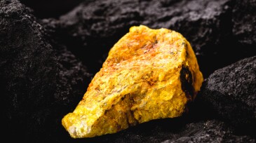 uranium ore in mine, mineral radiation concept, radioactive energy