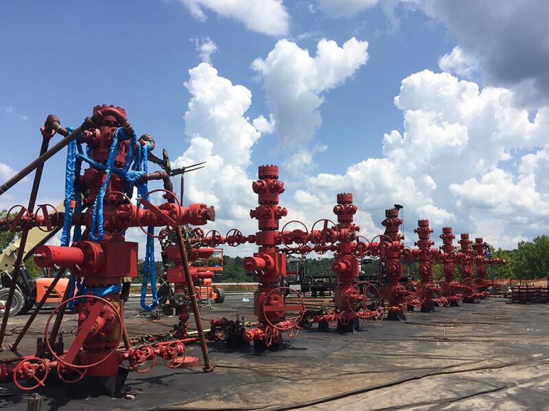 Wellheads on a multi-well pad