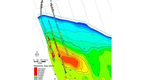 Pilot area location with hydrocarbon pore thickness.