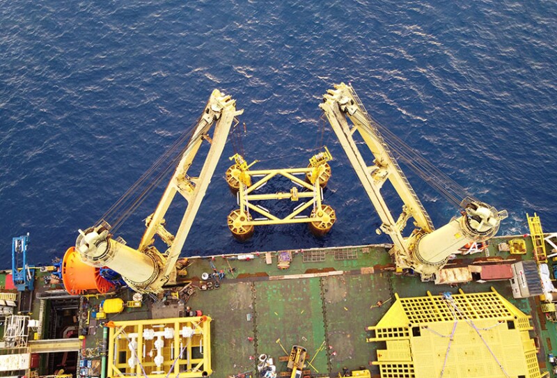 Manifold module tie-in installation on Israel’s Karish field.