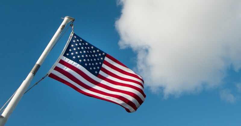 United States' flag fluttering in the wind