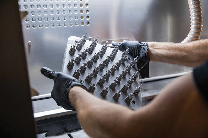 Metal parts being 3D printed