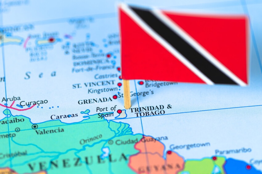 Map and flag of Trinidad &amp; Tobago