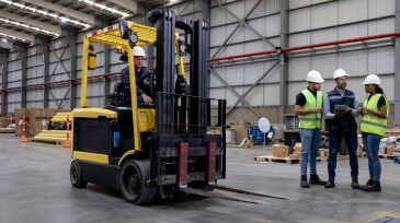 Group of employees working at a distribution warehouse