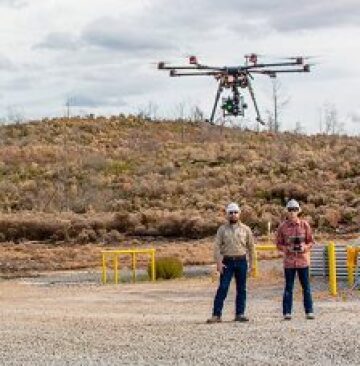 Drones are used to inspect a BPX Energy site in east Texas.