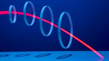 Red light streaking through 4 hoops