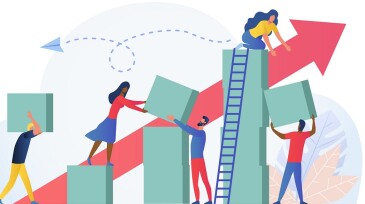 Composition with group of multiracial employees