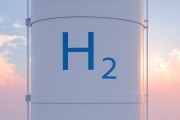 Hydrogen Storage Tank In Renewable Energy With Sky View Background