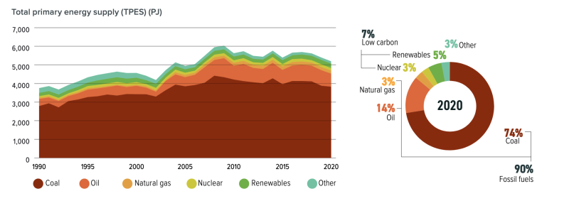 South Africa's energy mix in 2020. Source: Climate Transparency South Africa Report 2021